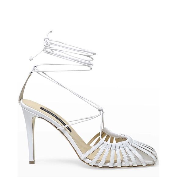 Chelsea Paris Womens Finn Lace Up Pump Cage Toe US 7.5 White EU 37.5 - NIB $595 - Picture 2 of 9